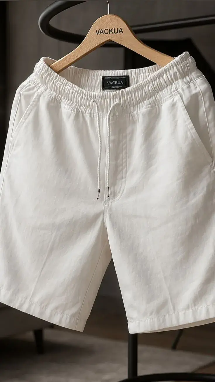 Pantaloneta de Lino Hueso · Pantalones en GARAJE 98